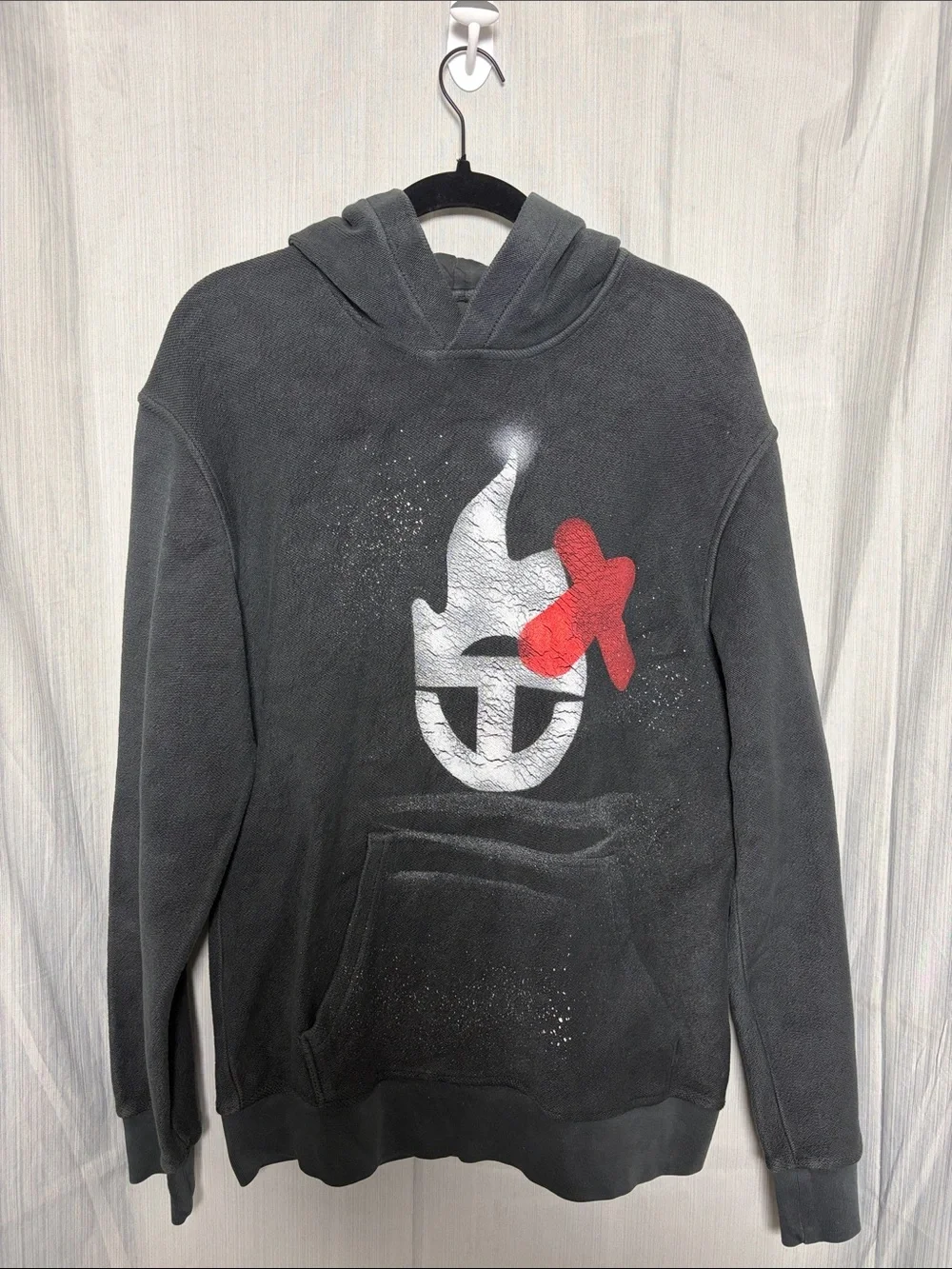 Tenaciti Studios Graphic Hoodie Black Distressed Streetwear Est. Size Medium